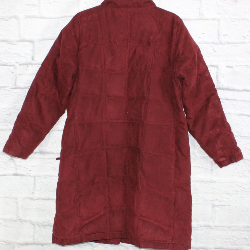 LL BEAN Red Quilted Goose Down Coat Jacket Parka Faux Fur Size L Reg - Picture 6 of 10